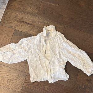Impressions White Crinkle Blouse